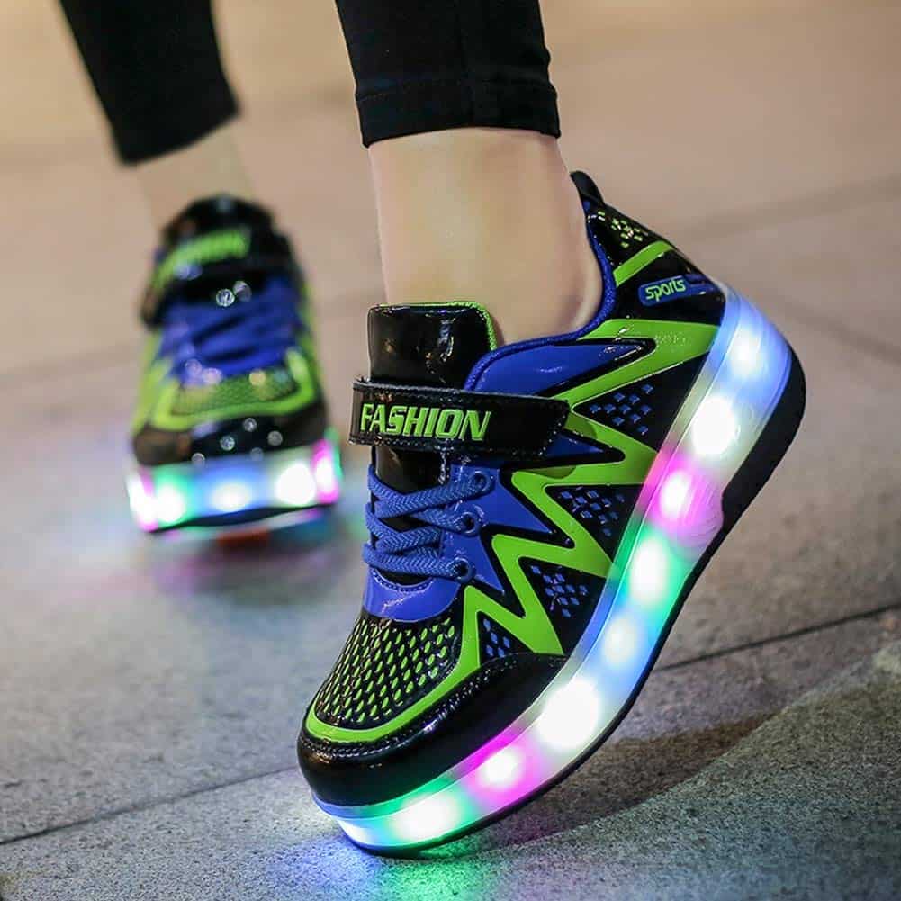 Chaussures à Roulettes Pour Enfants – Sneakers 2-en-1 Avec Roues Rétractables – Basket Roller – Taille Enfant – Multicolore