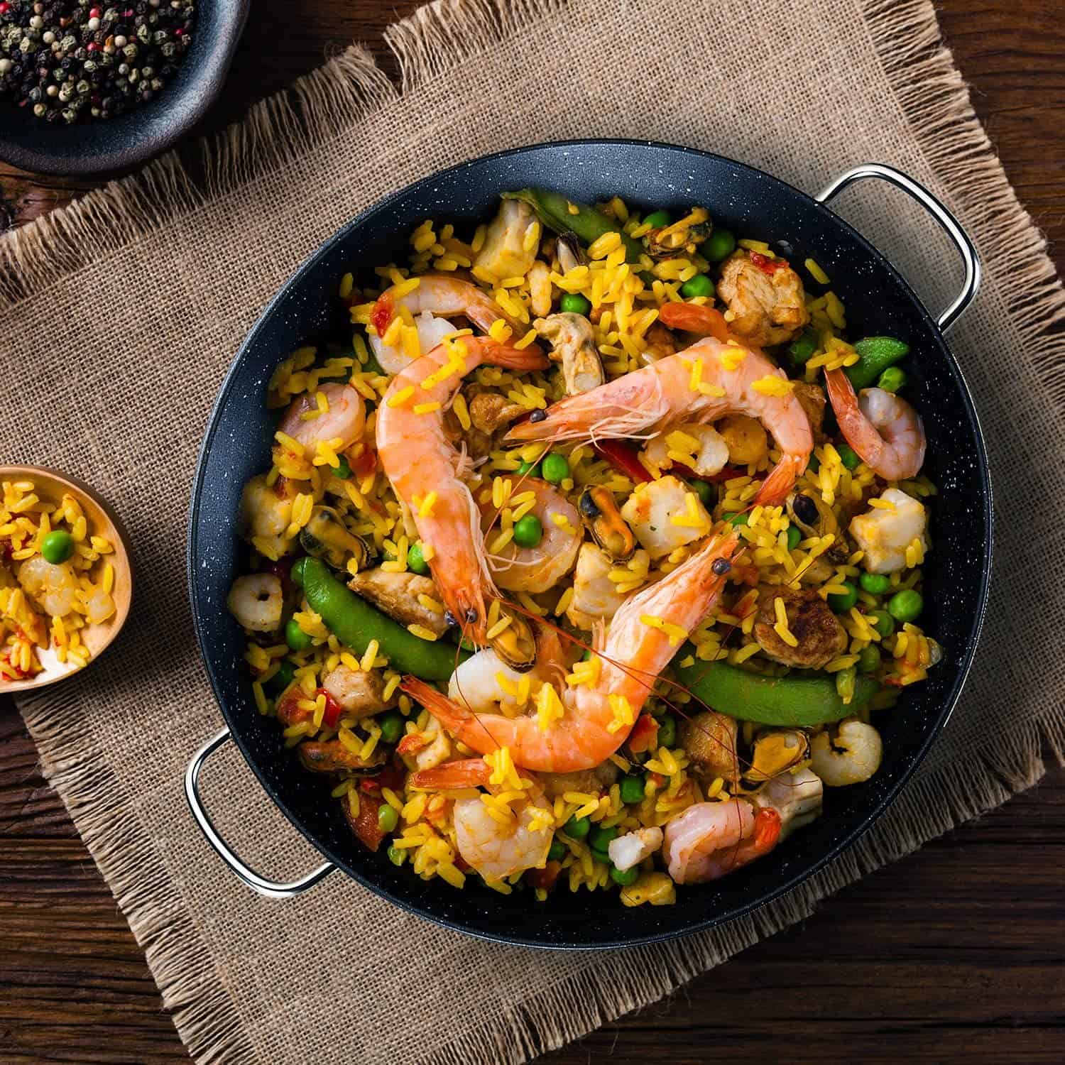 Poêle à Paella 13 Pouces Avec Couvercle - Inox Antiadhésif Nid D'abeille - Compatible Induction